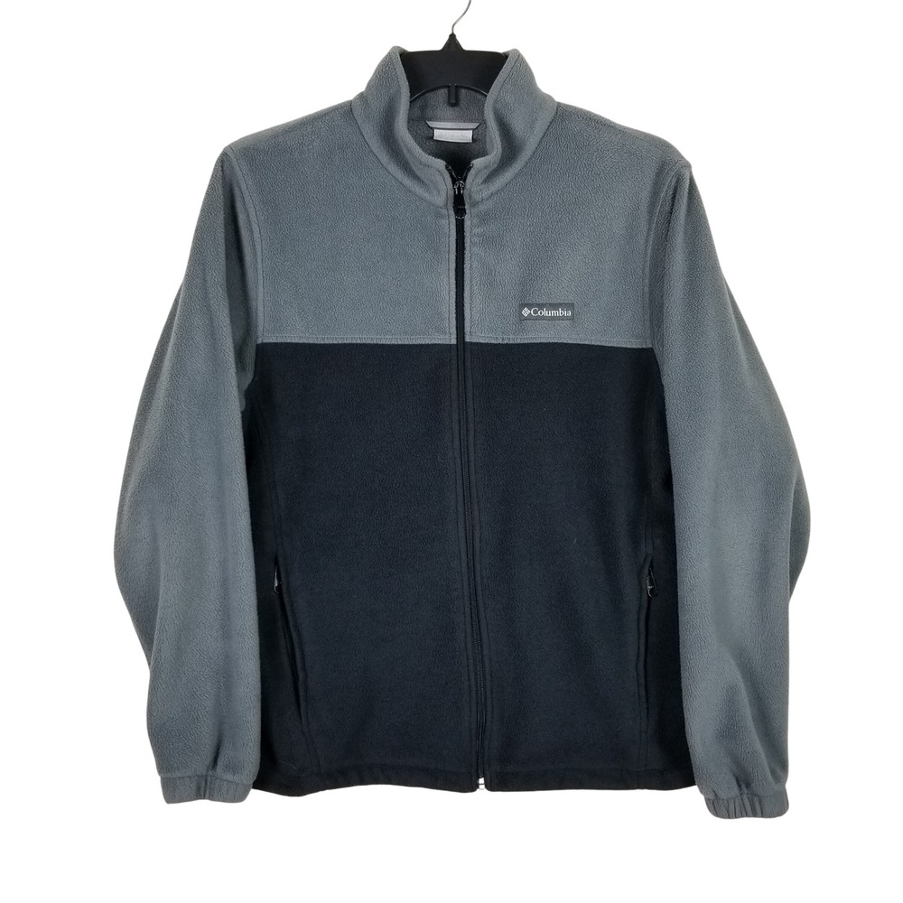Columbia Fleece Jacket Mens Large Grey Black Colorblock Full Zip XM1247